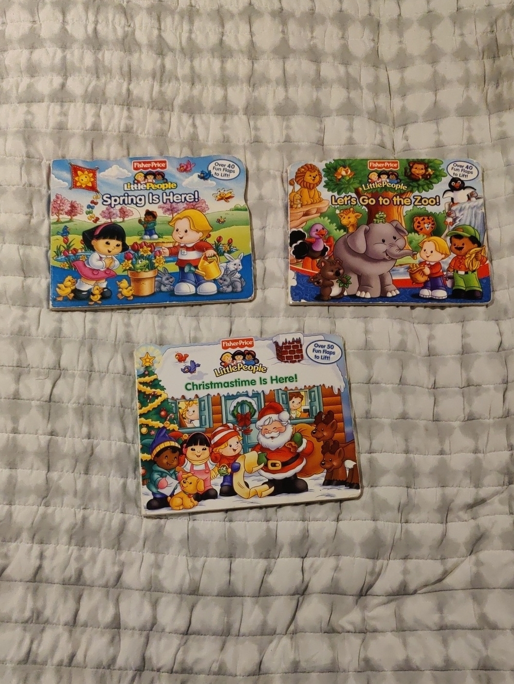Fisher-Price Little People Board Flip Flap Books Vintage Y2K Holiday Cottage Zoo